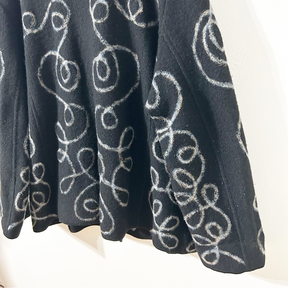 Vintage Carole Little Boiled Wool Cardigan Jacket Black- Yellow Blue White Swirl - Picture 10 of 16